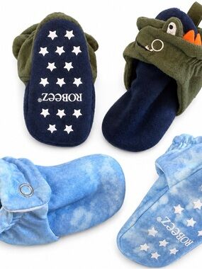 Robeez Dino & baby blue Soft Baby Slippers